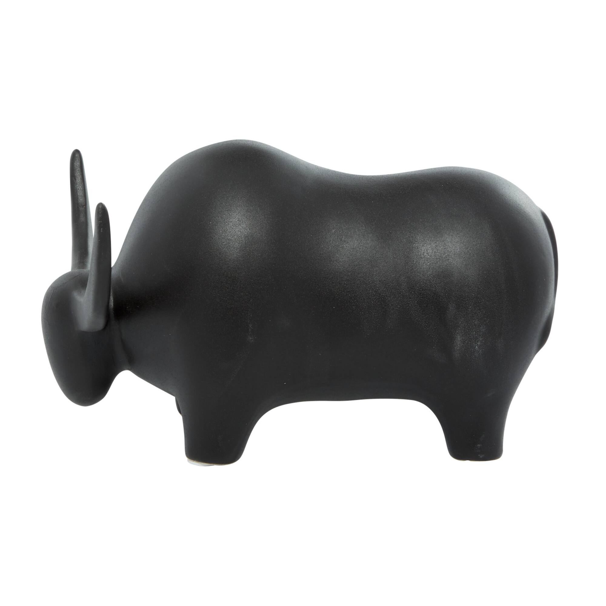 11" Black Contemporary Bull Sculpture